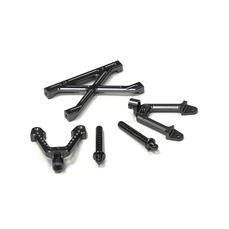 Alu damper bracket rear Axial SCX-10 black Integy C24656BLACK - 1