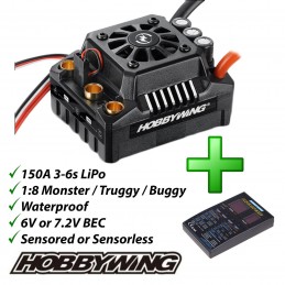 Inverter brushless EZRUN MAX8 V3 150 A 1/8 Hobbywing Hobbywing 30103200 - 1