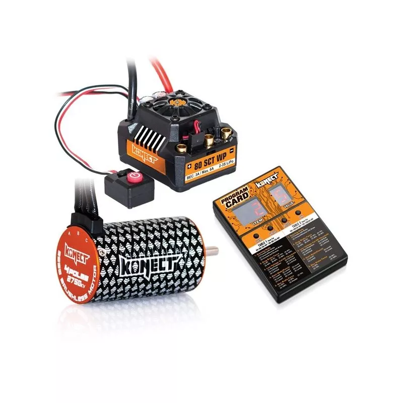 Combo brushless 1/10 ESC 80 SCT + motor 4 p 3660SL 2750KV + card prog. Konect Hobbytech KN-COMBO-C1 - 1