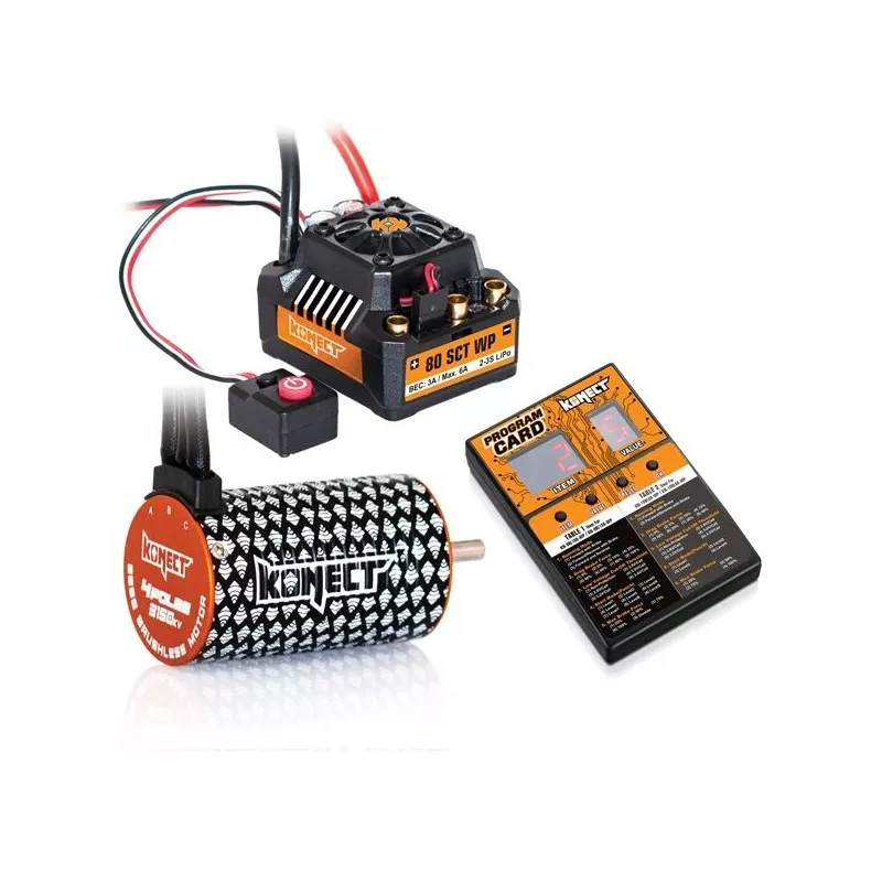 Combo brushless 1/10 ESC 80 SCT + motor 4 p 3660SL 3150KV + card prog. Konect Hobbytech KN-COMBO-C2 - 1