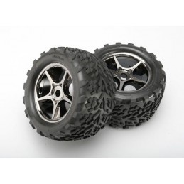Heel 3.8 tires + rims Gemini Black Chrome (x 2) E-Revo Traxxas Traxxas TRX-5374X - 1