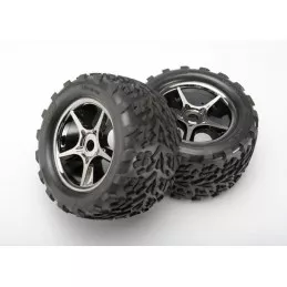 Pneus Talon 3.8 + Jantes Gemini Black Chrome (x2) E-Revo Traxxas Traxxas TRX-5374X - 1