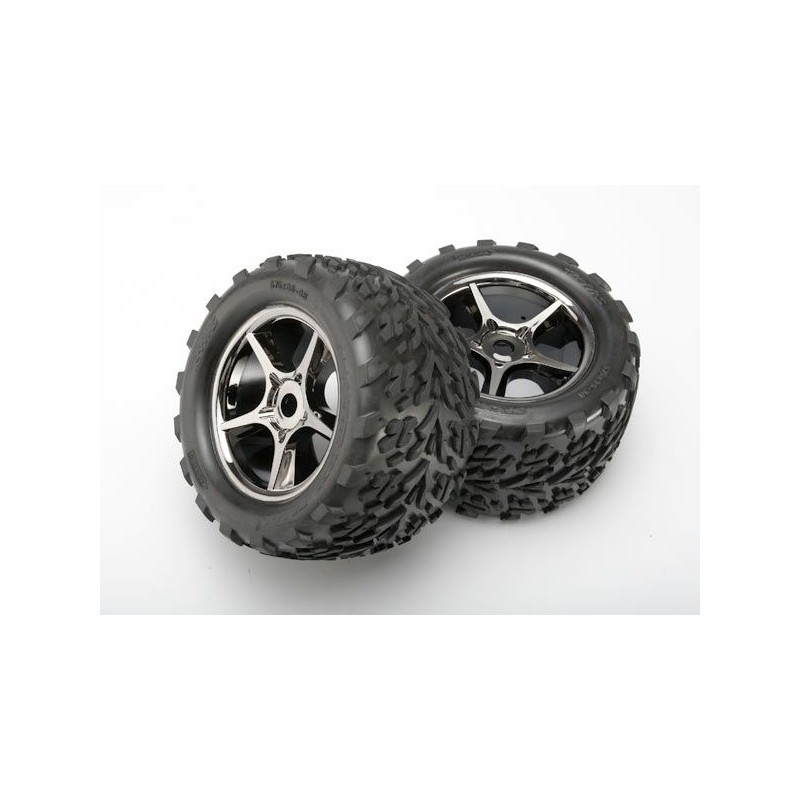 Heel 3.8 tires + rims Gemini Black Chrome (x 2) E-Revo Traxxas Traxxas TRX-5374X - 1