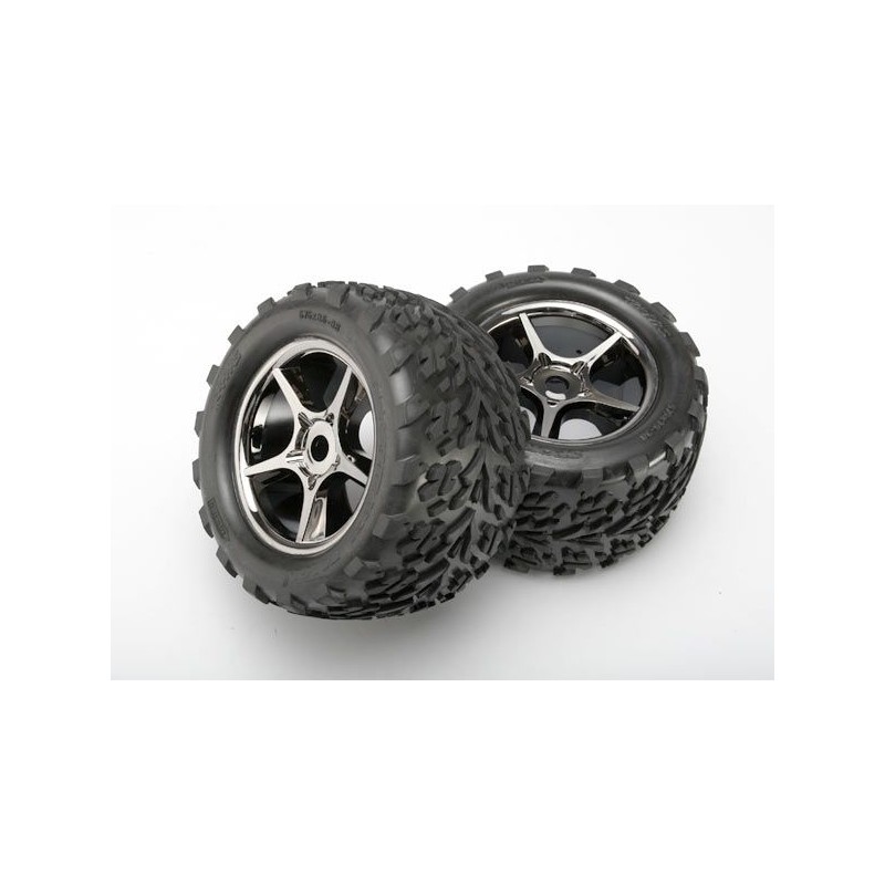 Pneus Talon 3.8 + Jantes Gemini Black Chrome (x2) E-Revo Traxxas Traxxas TRX-5374X - 1