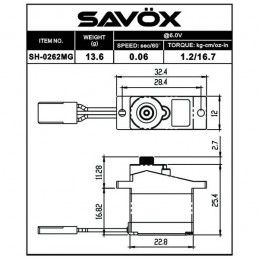 SH - 0262 Savox MG micro servo Savox SH-0262MG - 2