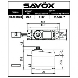 SH - 1257 Savox MG mini servo Savox SH-1257MG - 2