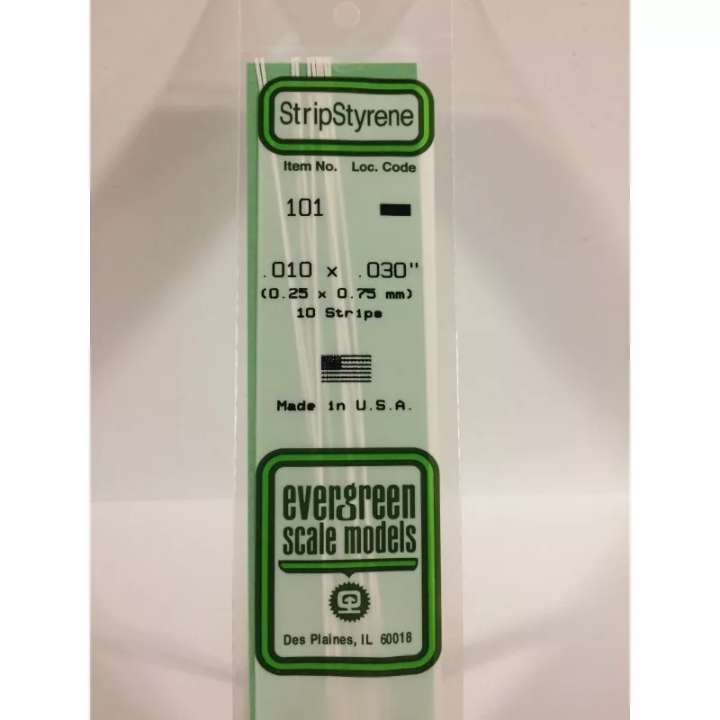 Baguette 0.25x0.75x350mm Ref : 101 - Evergreen Evergreen S1370101 - 1