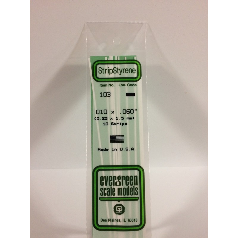 Baguette 0.25x1.5x350mm Ref : 103 - Evergreen Evergreen S1370103 - 1