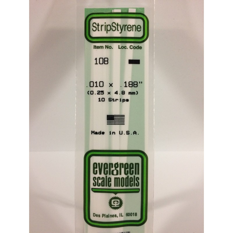 Baguette 0.25x4.8x350mm Ref : 108 - Evergreen Evergreen S1370108 - 1