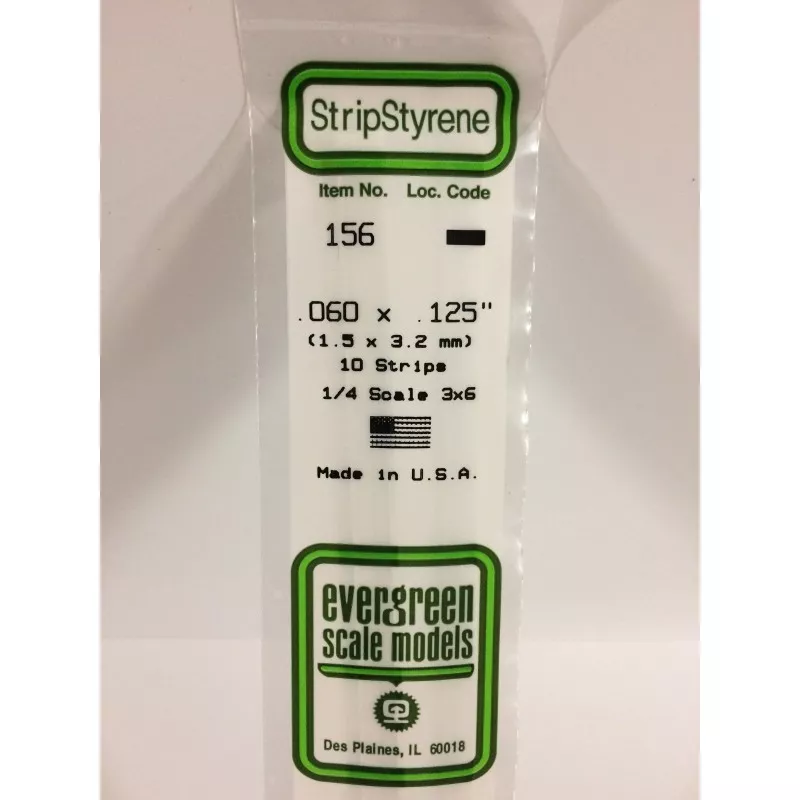 Baguette 1.5x3.2x350mm Ref : 156 - Evergreen Evergreen S1370156 - 1