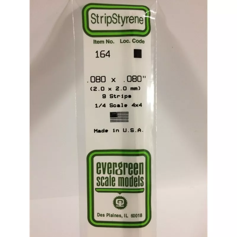 Baguette 2.0x2.0x350mm Ref : 164 - Evergreen Evergreen S1370164 - 1