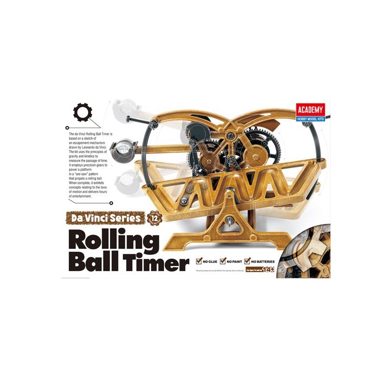 ACADEMY Da Vinci Machines Series Rolling Ball Timer Plastic Model Kit 18174A 