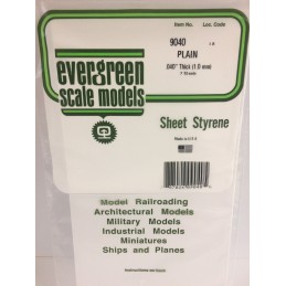 Plaque blanche lisse 1.0x150x300mm Ref : 9040 - Evergreen Evergreen S1379040 - 1
