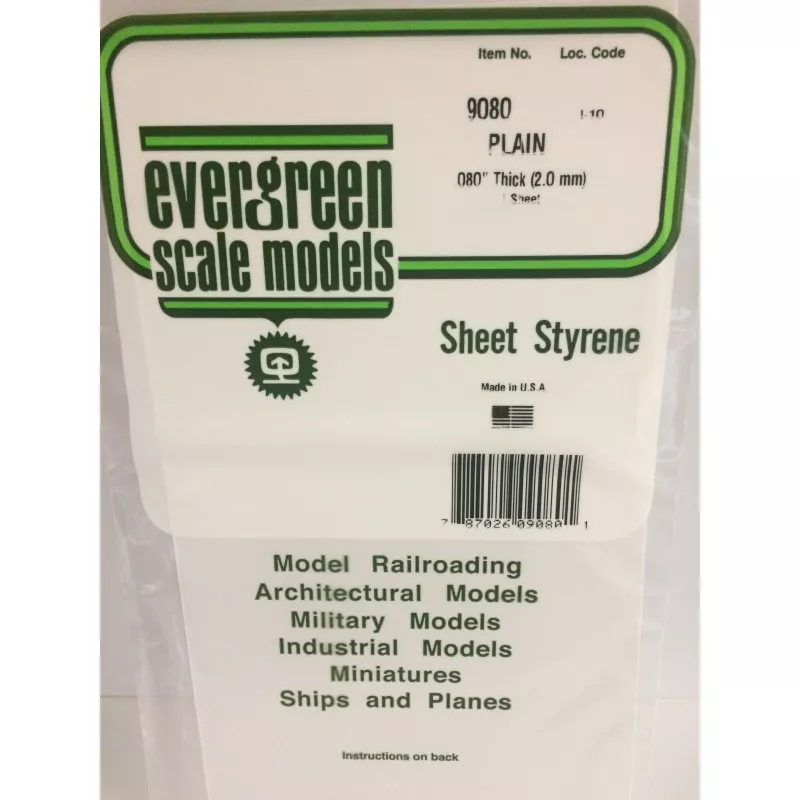 White plate smooth 2.0x150x300mm Ref: 9080 - Evergreen Evergreen S1379080 - 1