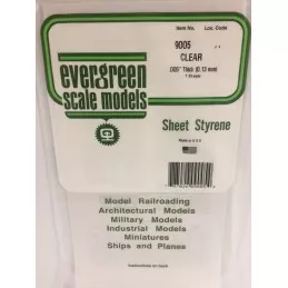 Transparent plate smooth 0.13x150x300mm Ref: 9005 - Evergreen Evergreen S1379005 - 1