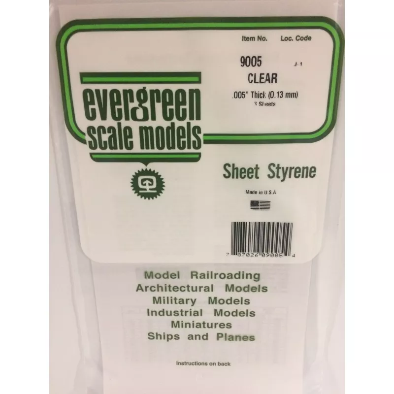 Transparent plate smooth 0.13x150x300mm Ref: 9005 - Evergreen Evergreen S1379005 - 1