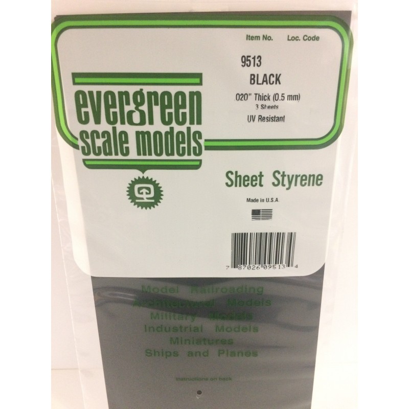 Plaque noire lisse 0.50x150x300mm Ref : 9513 - Evergreen Evergreen S1379513 - 1