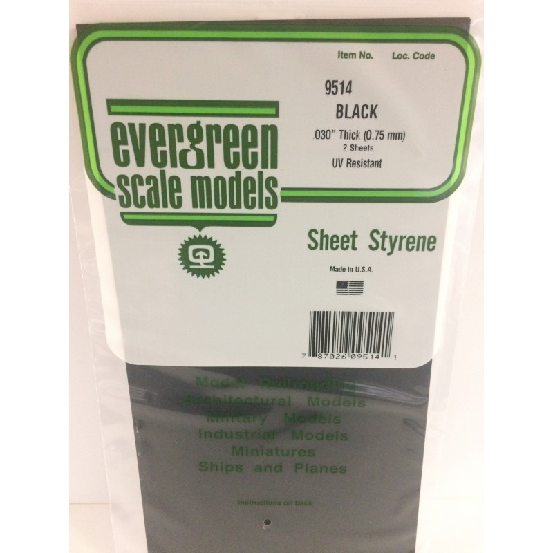 Plaque noire lisse 0.75x150x300mm Ref : 9514 - Evergreen Evergreen S1379514 - 1