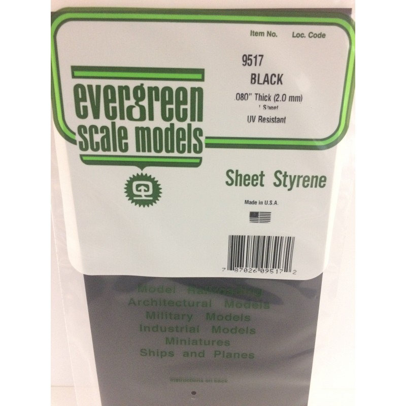 Black plate smooth 2.0x150x300mm Ref: 9517 - Evergreen Evergreen S1379517 - 1