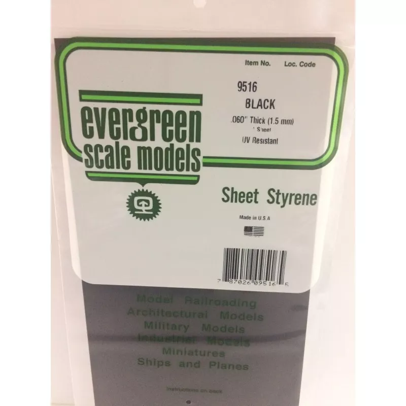 Black plate smooth 1.5x150x300mm Ref: 9516 - Evergreen Evergreen S1379516 - 1