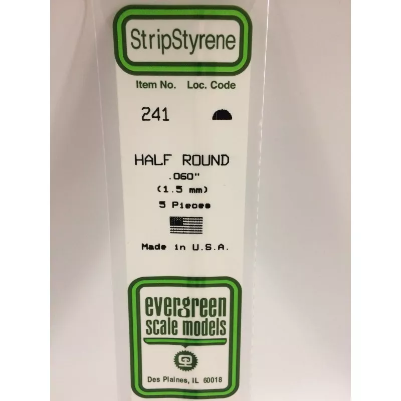 Half round 1.5x350mm Ref: 241 - Evergreen Evergreen S1370241 - 1