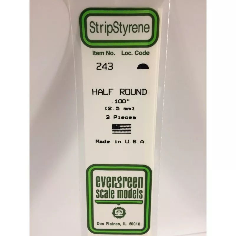 Half round 2.5x350mm Ref: 243 - Evergreen Evergreen S1370243 - 1