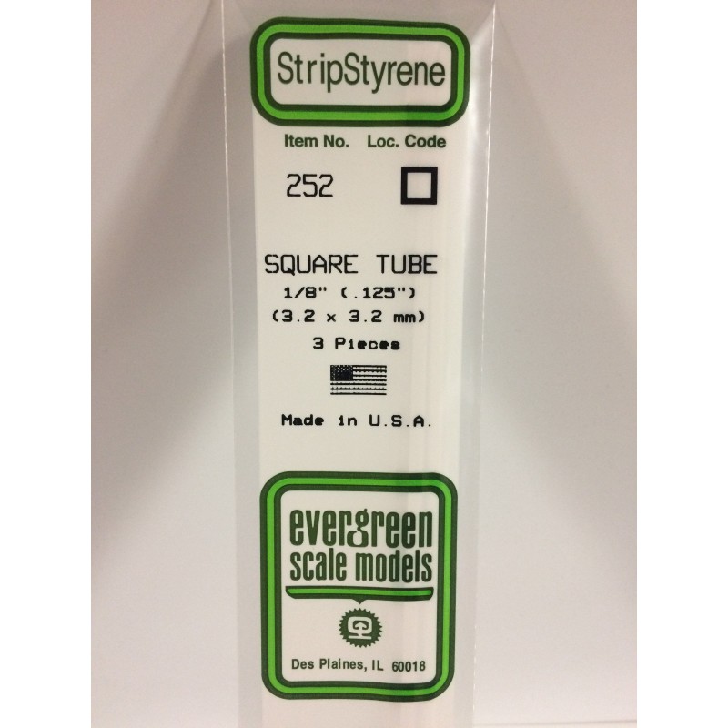 Square tube 3.2x350mm Ref: 252 - Evergreen Evergreen S1370252 - 1