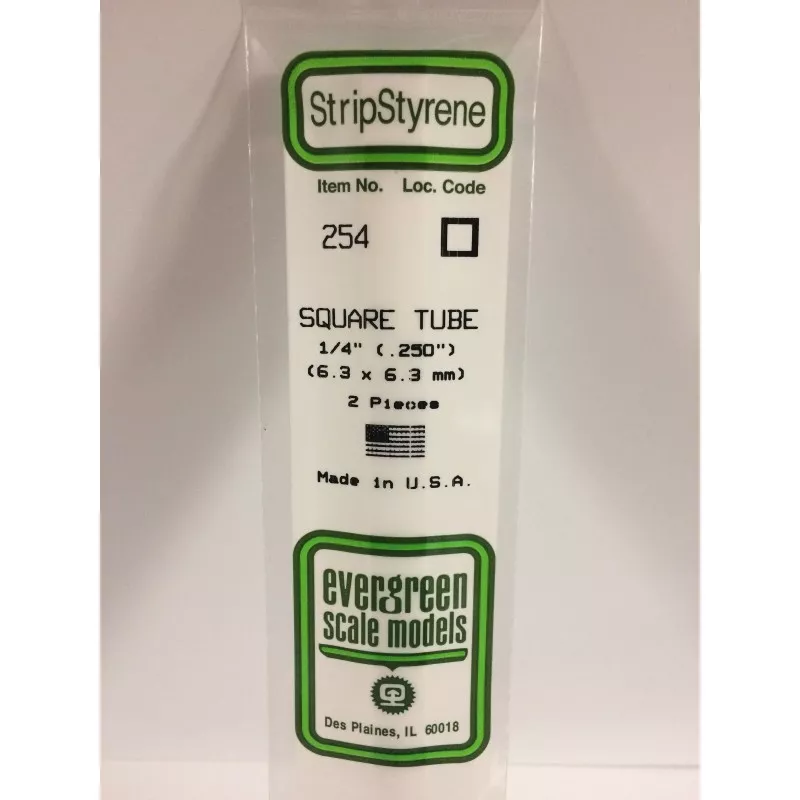 Square tube 6.3x350mm Ref: 254 - Evergreen Evergreen S1370254 - 1