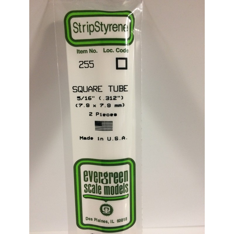 Square tube 7.9x350mm Ref: 255 - Evergreen Evergreen S1370255 - 1