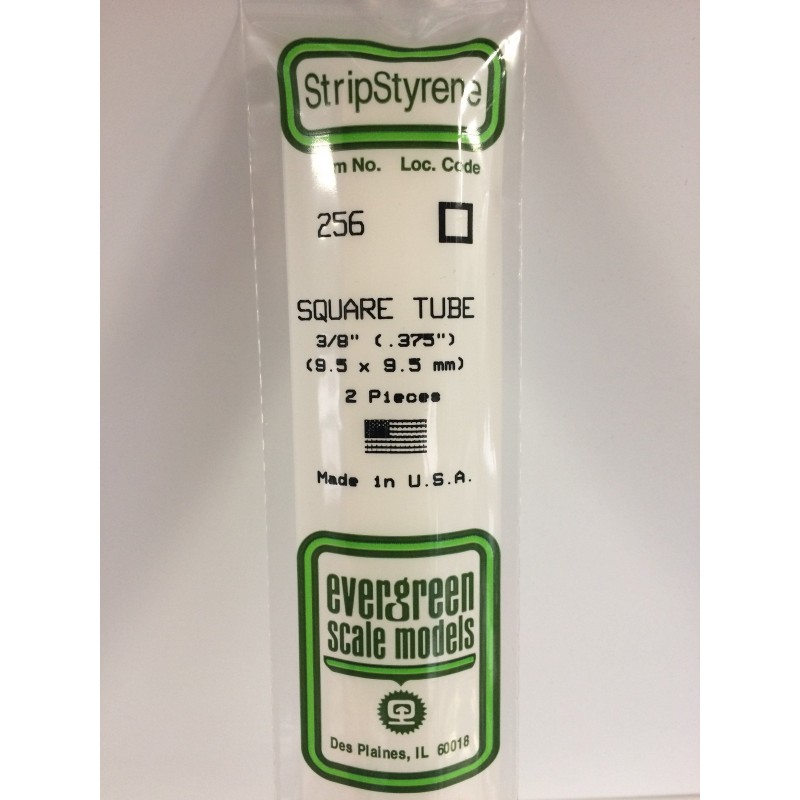 Square tube 9.5x350mm Ref: 256 - Evergreen Evergreen S1370256 - 1