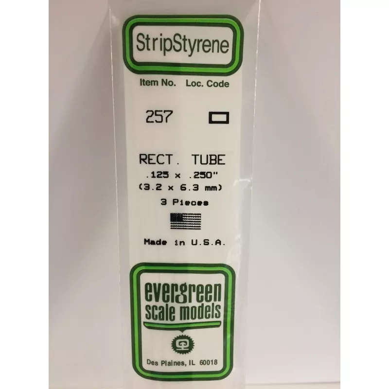 Tube rectangular 3.2x6.3x350mm Ref: 257 - Evergreen Evergreen S1370257 - 1