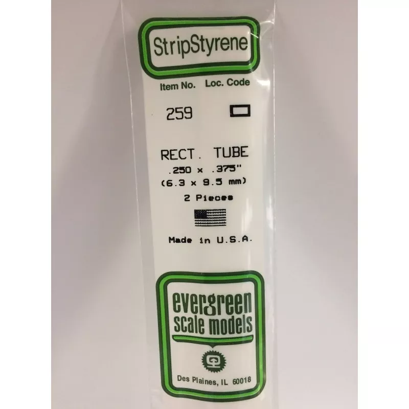 Tube rectangular 6.3x9.5x350mm Ref: 259 - Evergreen Evergreen S1370259 - 1
