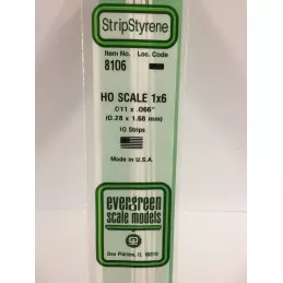 Baguette HO 0.3x1.7x350mm Ref : 8106 - Evergreen Evergreen S1378106 - 1
