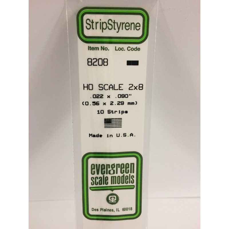 Baguette HO 0.6x2.3x350mm Ref : 8208 - Evergreen Evergreen S1378208 - 1