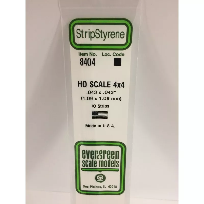 Baguette HO 1.1x1.1x350mm Ref : 8404 - Evergreen Evergreen S1378404 - 1