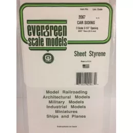 Plaque rainurée flanc wagon échelle O 0.50x1.69x150x300mm Ref : 2067 - Evergreen Evergreen S1372067 - 1