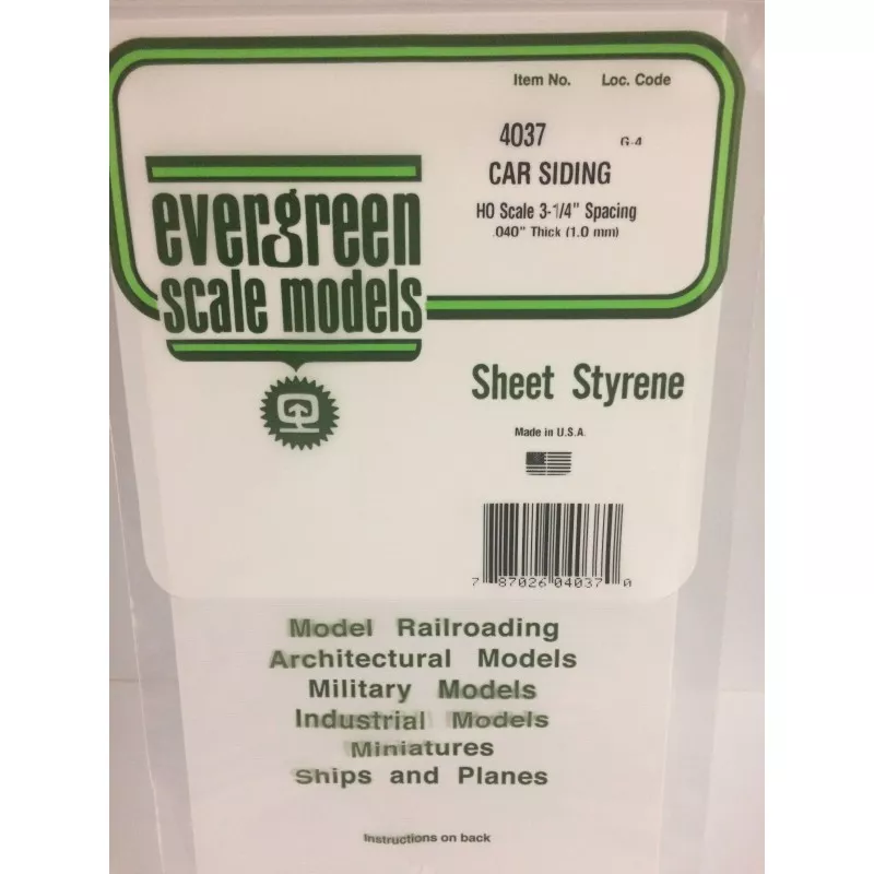 Plate grooved side wagon scale HO 1.0x0.95x150x300mm Ref: 4037 - Evergreen Evergreen S1374037 - 1