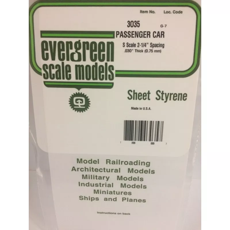 Ribbed plate flank car traveler 0.75x0.89x150x300mm Ref: 3035 - Evergreen Evergreen S1373035 - 1