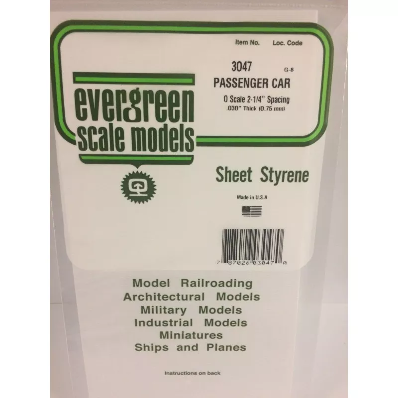 Ribbed plate flank car traveler 0.75x1.21x150x300mm Ref: 3047 - Evergreen Evergreen S1373047 - 1