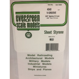 Plate grooved v 1.0x1.0x150x300mm Ref: 4040 - Evergreen Evergreen S1374040 - 1