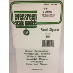 Plate grooved v 1.0x1.0x150x300mm Ref: 4040 - Evergreen Evergreen S1374040 - 1