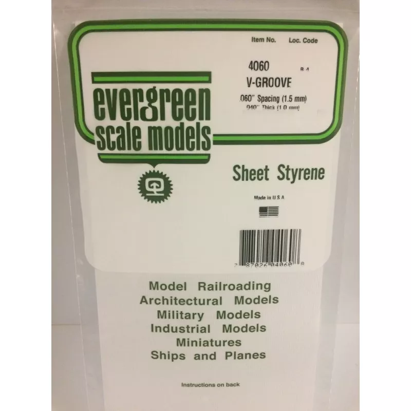 Plate grooved v 1.0x1.5x150x300mm Ref: 4060 - Evergreen Evergreen S1374060 - 1