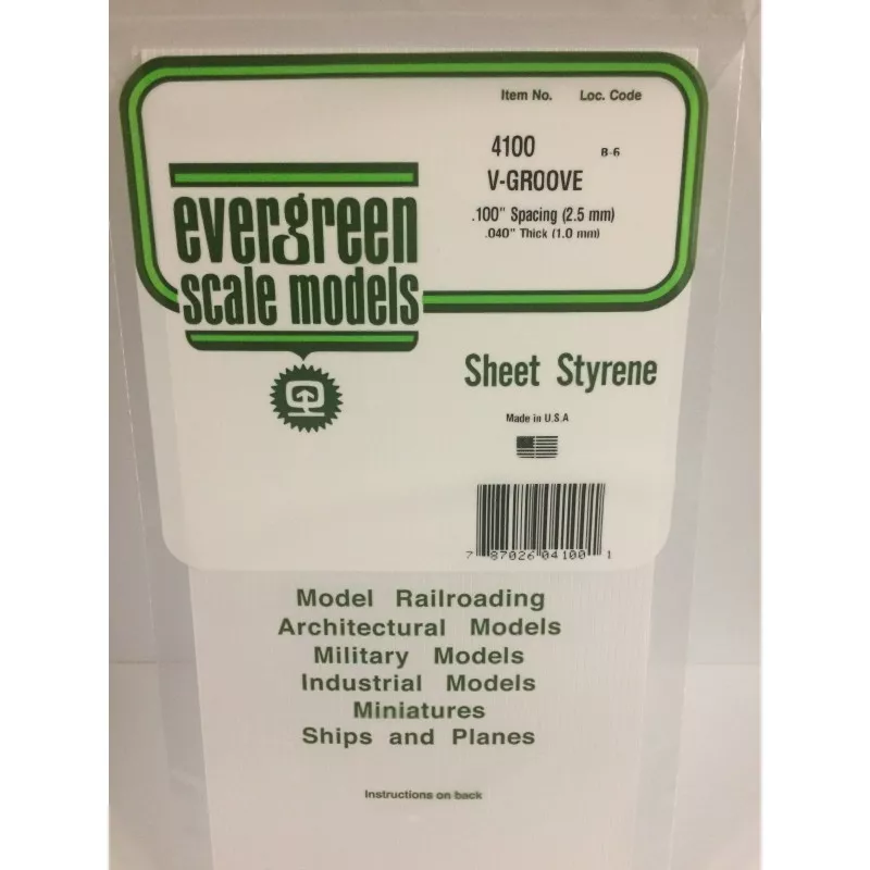 Plate grooved v 1.0x2.5x150x300mm Ref: 4100 - Evergreen Evergreen S1374100 - 1
