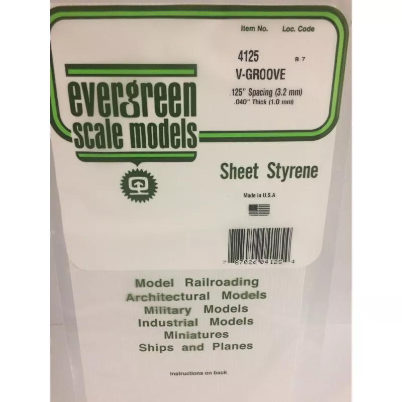 Plate grooved v 1.0x3.2x150x300mm Ref: 4125 - Evergreen Evergreen S1374125 - 1