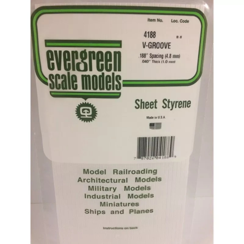 Plate grooved v 1.0x4.8x150x300mm Ref: 4188 - Evergreen Evergreen S1374188 - 1