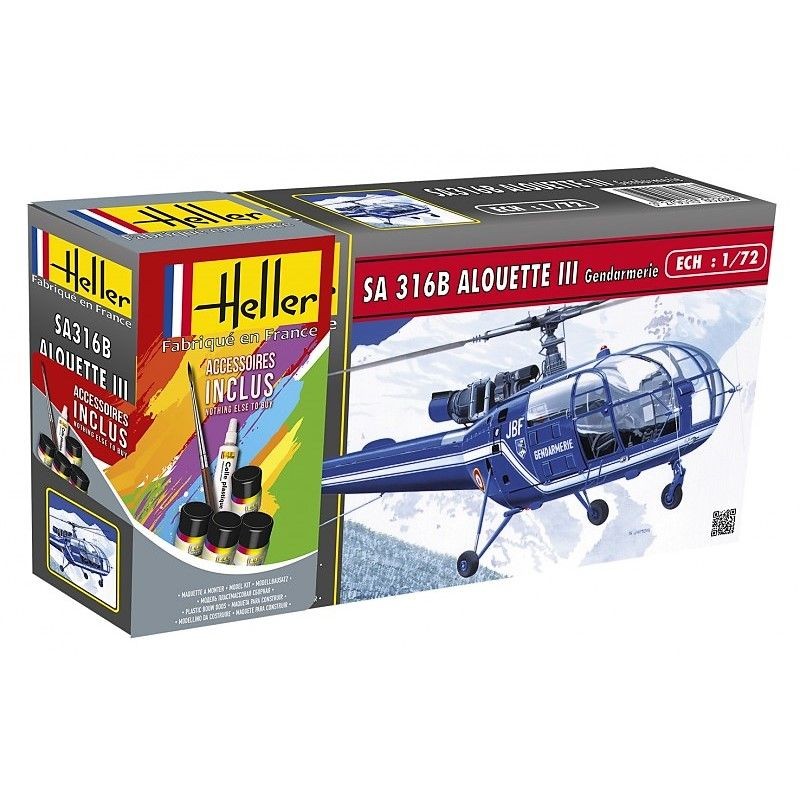 Alouette III Gendarmerie 1/72 Heller + colle et peintures Heller HEL-56286 - 1