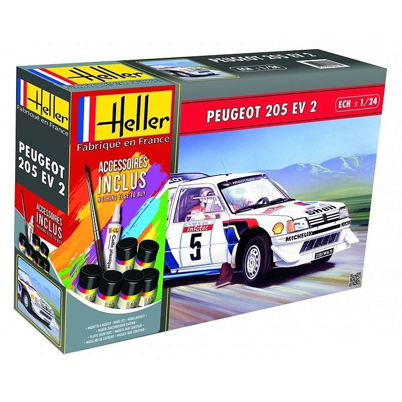 Peugeot 205 EV2 1/24 Heller + colle et peintures Heller 56716 - 1