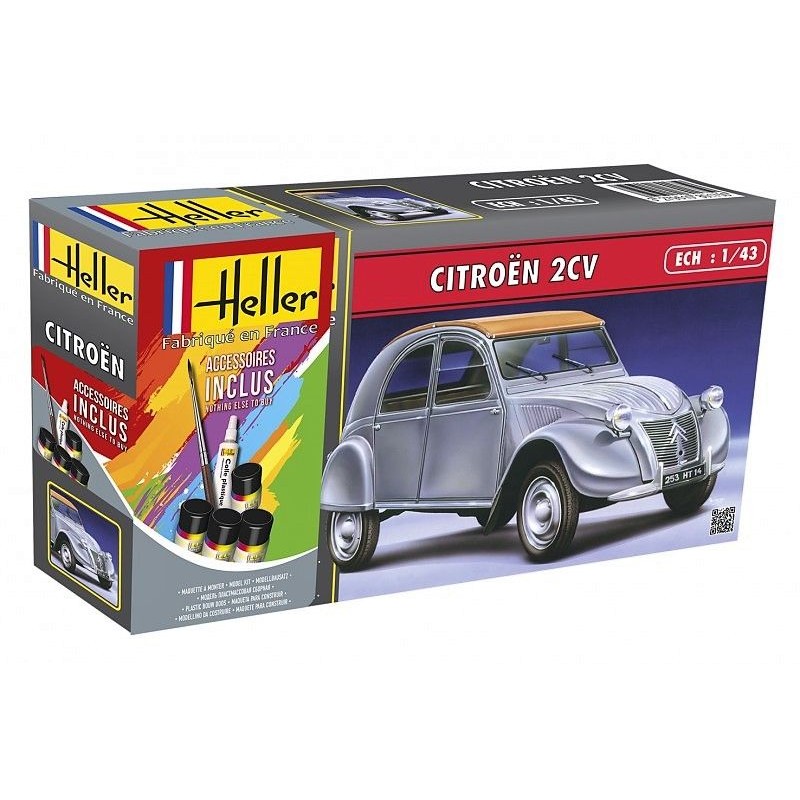 Citroën 2 CV 1/43 Heller + colle et peintures Heller 56175 - 1