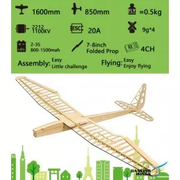 Glider SunBird V2 1600mm kit balsa DW Hobby DW Hobby - Dancing Wings Hobby F1601C - 10