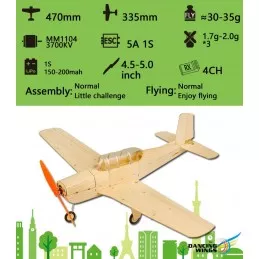 Mini Beetchcraft T - 34 Mentor 460mm balsa DW Hobby laser cutting DW Hobby - Dancing Wings Hobby K1301 - 5